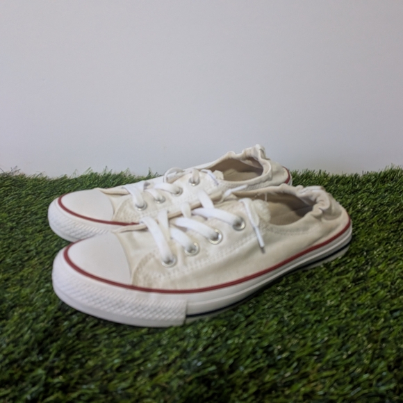 Converse Off-White Low-Top Slip-On Sneakers with Red Stripe - Picture 2 of 5
